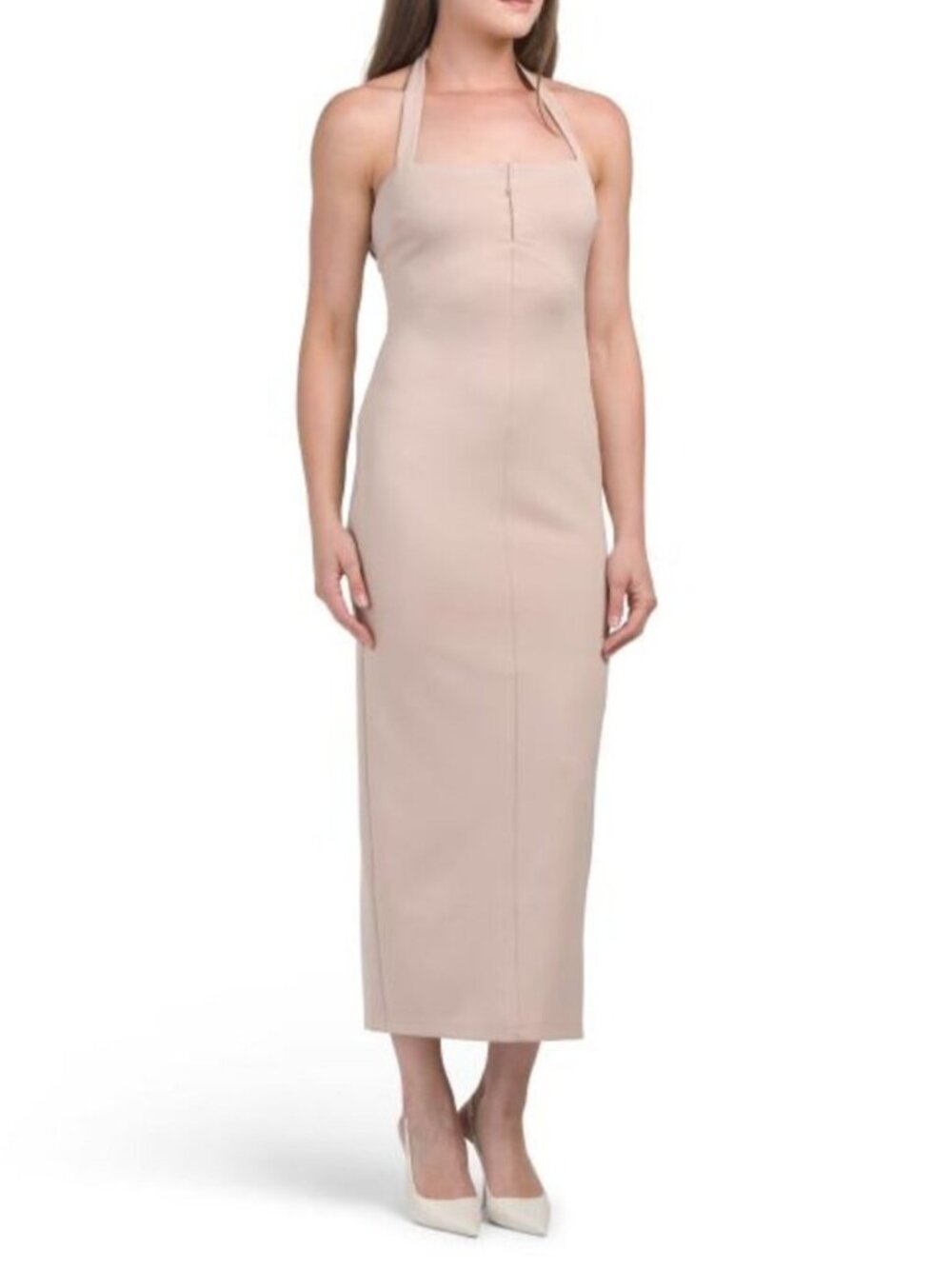SELFIE LESLIE Goldfoil Halter Neck Maxi Dress